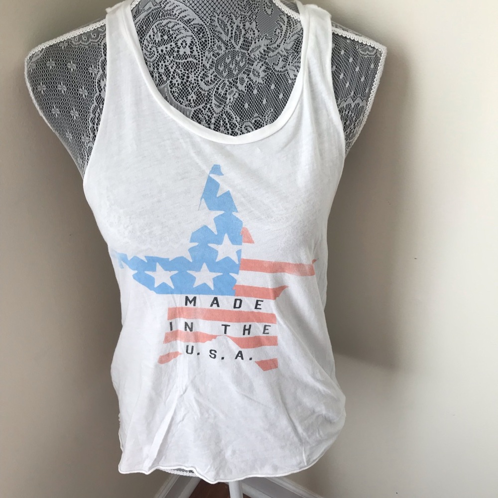 Junk Food Womens Usa Flag Distressed tank top Tee